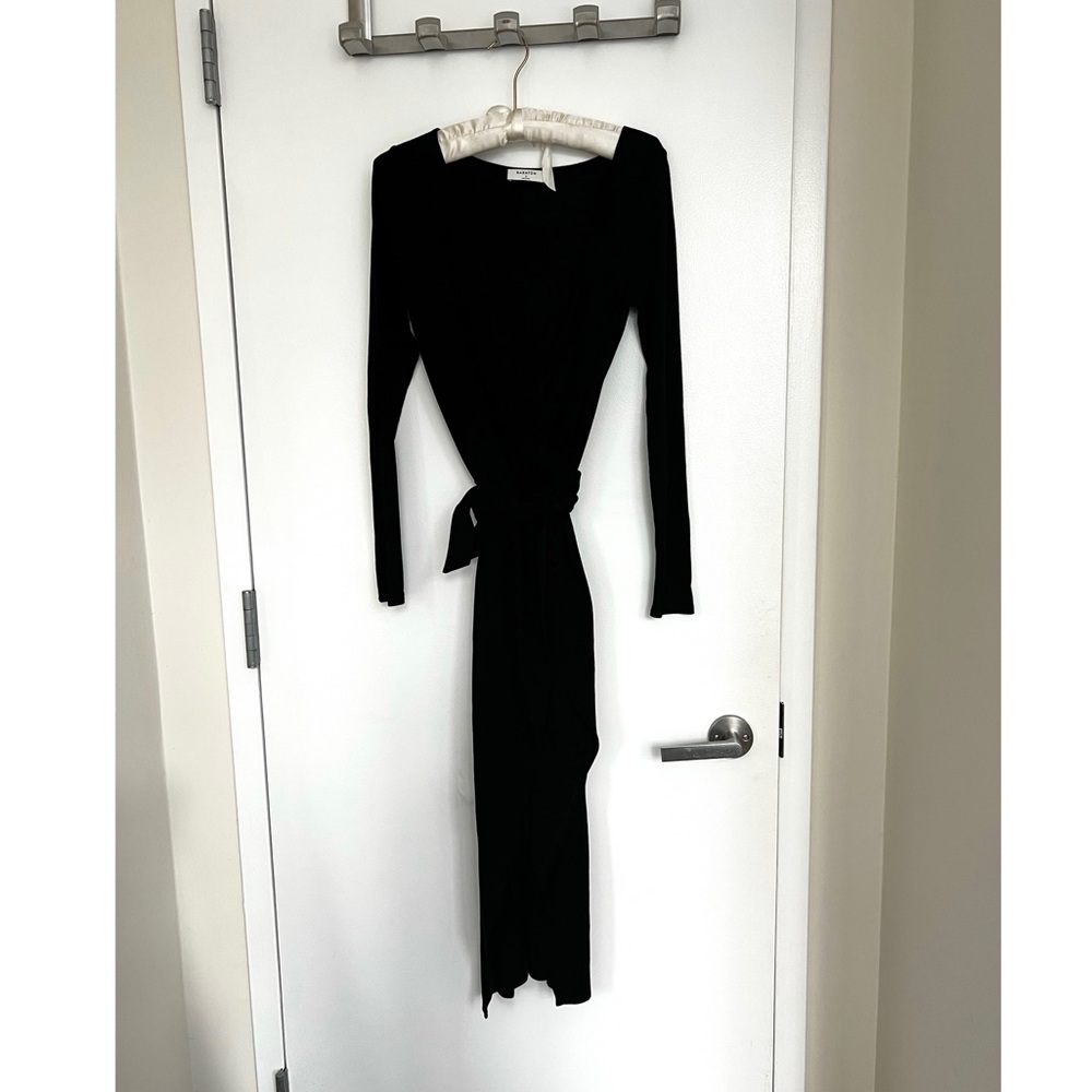 Black Babaton Wrap Dress from Aritzia